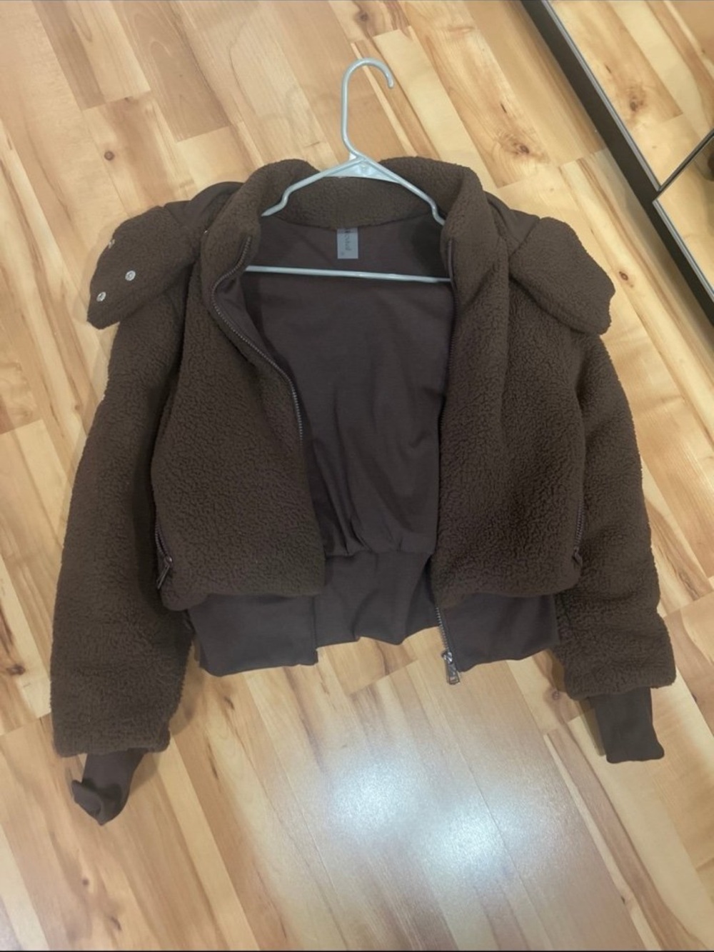 Altar'd State Chocolate Brown Teddy Sherpa Zip Jacket
